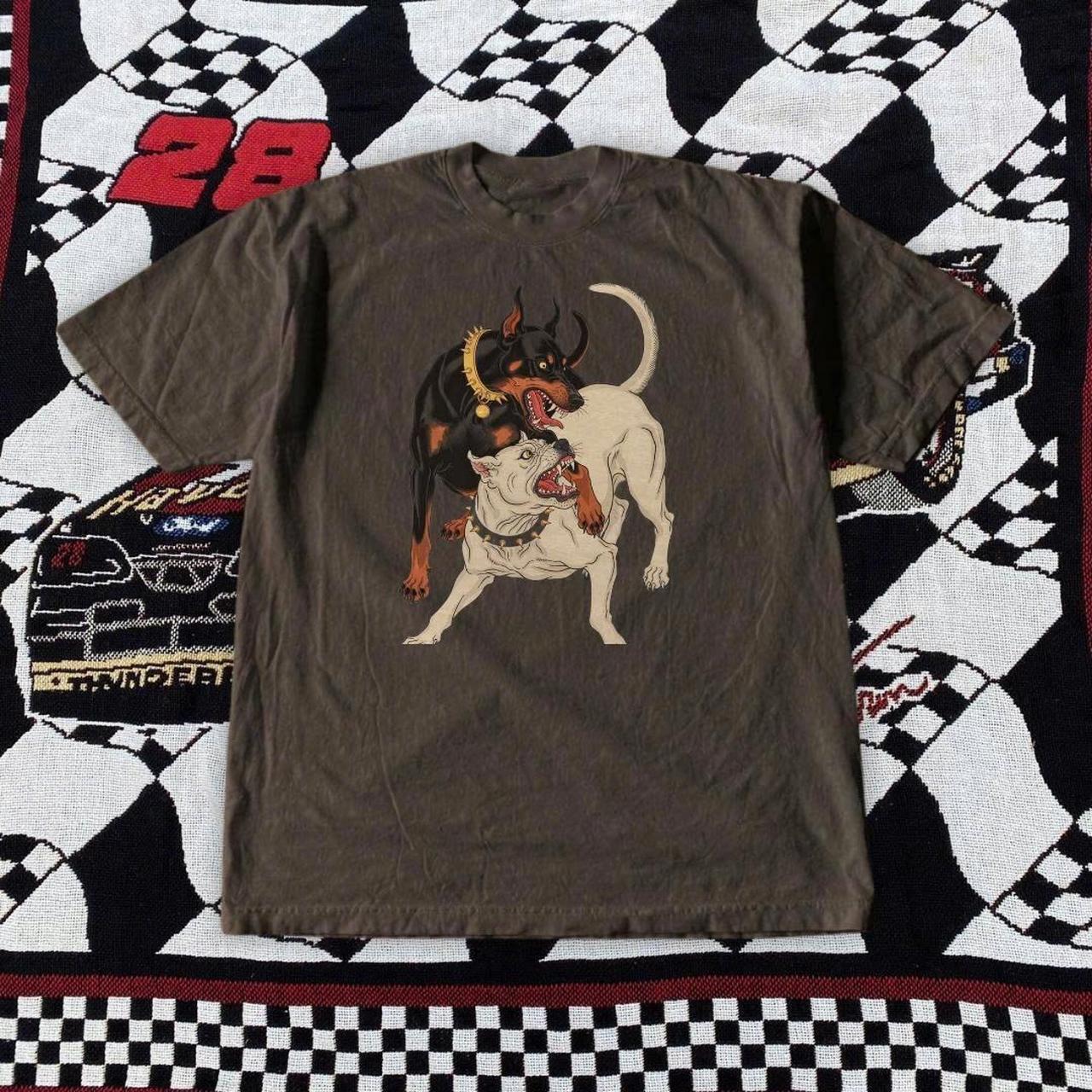 Brown Graphic Tee With Dog Graphic